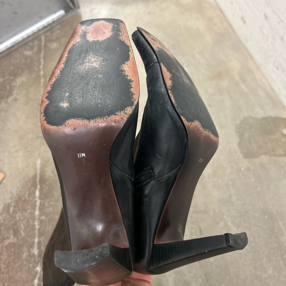 Genuine leather lace up square toe witchy whimsigoth heeled boots - Picture 8 of 10